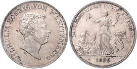 WÜRTTEMBERG, Wilhelm I., 1816-1864, Kronentaler 1833 W-D. Handelsfreiheit durch Eintracht.
 vz/st
AKS 67; T.435; Dav.955