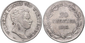 WÜRTTEMBERG, Wilhelm I., 1816-1864, 20 Kreuzer 1818 W.
 ss
AKS 88; J.35