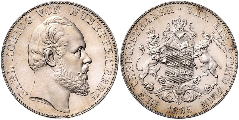 WÜRTTEMBERG, Karl, 1864-1891, Vereinstaler 1865.
Ware ist regelbesteuert
stand...