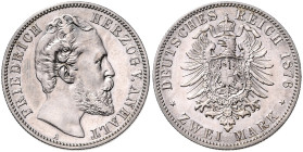 ANHALT, Friedrich I., 1871-1904, 2 Mark 1876 A.
 vz/st
J.19