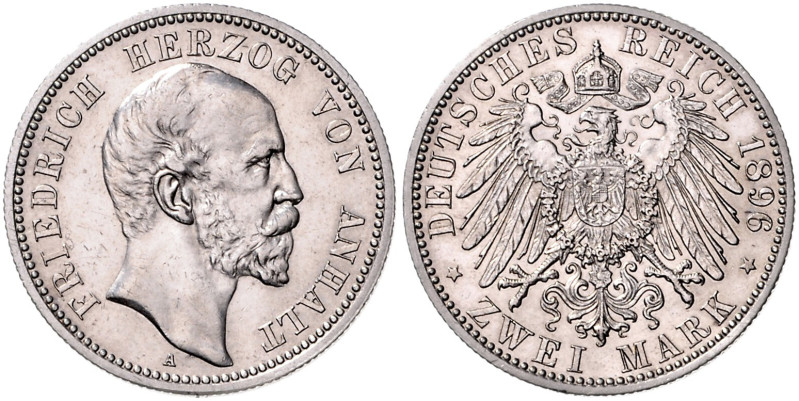 ANHALT, Friedrich I., 1871-1904, 2 Mark 1896 A.
 f.st
J.20
