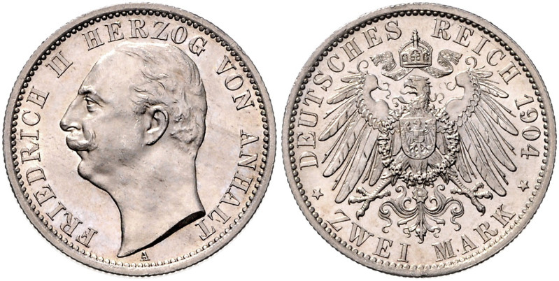 ANHALT, Friedrich II., 1904-1918, 2 Mark 1904 A. Regierungsantritt.
 Erstabschl...