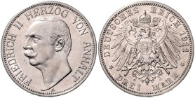 ANHALT, Friedrich II., 1904-1918, 3 Mark 1911 A.
 f.st
J.23