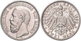 BADEN, Friedrich I., 1856-1907, 2 Mark 1900 G.
 ss/vz
J.28