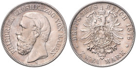 BADEN, Friedrich I., 1856-1907, 2 Mark 1876 G.
 f.vz
J.26