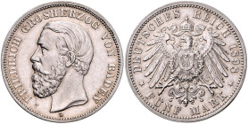 BADEN, Friedrich I., 1856-1907, 5 Mark 1898 G.
 vz
J.29