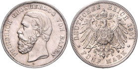 BADEN, Friedrich I., 1856-1907, 5 Mark 1901 G.
 vz+
J.29