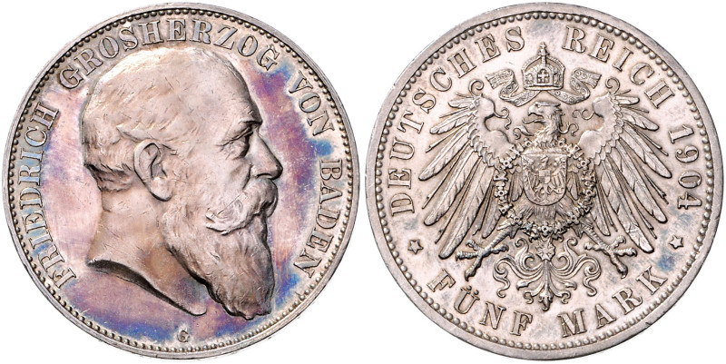 BADEN, Friedrich I., 1856-1907, 5 Mark 1904 G.
Ware ist regelbesteuert
standar...