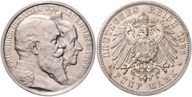 BADEN, Friedrich I., 1856-1907, 5 Mark 1906 G. Goldene Hochzeit.
 Prachtex., st
J.35