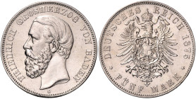 BADEN, Friedrich I., 1856-1907, 5 Mark 1875 G. Ohne Querstrich im A.
 vz
J.27F