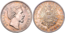 BAYERN, Ludwig II., 1864-1886, 5 Mark 1875 D.
 f.st
J.42