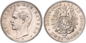 BAYERN, Otto, 1886-1913, 2 Mark 1888 D.
 st
J.43