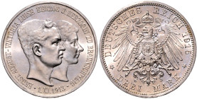 BRAUNSCHWEIG-LÜNEBURG, Ernst August, 1913-1918, 3 Mark 1915 A. Regierungsantritt. Ohne Lüneburg.
 Prachtex., st
J.55