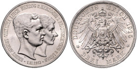 BRAUNSCHWEIG-LÜNEBURG, Ernst August, 1913-1918, 3 Mark 1915 A. Regierungsantritt. Mit Lüneburg.
 Erstabschlag
J.57