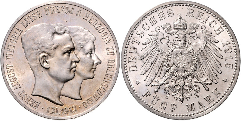 BRAUNSCHWEIG-LÜNEBURG, Ernst August, 1913-1918, 5 Mark 1915 A. Regierungsantritt...