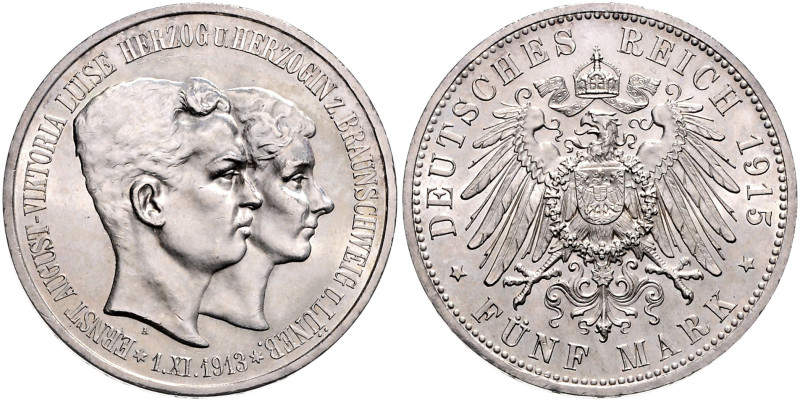 BRAUNSCHWEIG-LÜNEBURG, Ernst August, 1913-1918, 5 Mark 1915 A. Regierungsantritt...