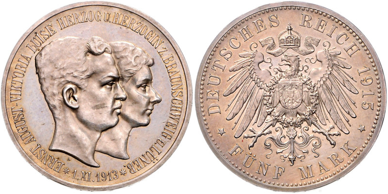 BRAUNSCHWEIG-LÜNEBURG, Ernst August, 1913-1918, 5 Mark 1915 A. Regierungsantritt...