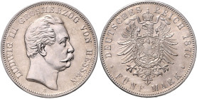 HESSEN, Ludwig III., 1848-1877, 5 Mark 1876 H.
 Prachtex., f.st/st
J.67