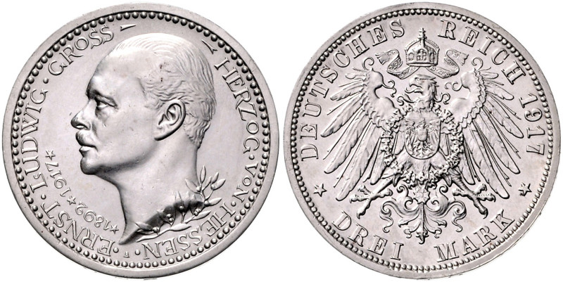 HESSEN, Ernst Ludwig, 1892-1918, 3 Mark 1917 A. 25-jähr. Reg.-Jub.
Ware ist reg...