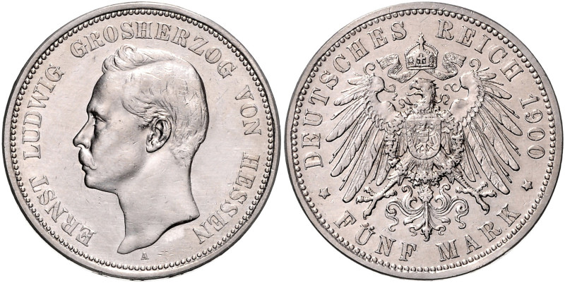 HESSEN, Ernst Ludwig, 1892-1918, 5 Mark 1900 A.
 f.vz
J.73