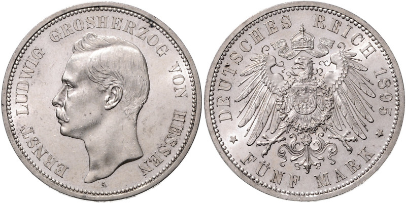 HESSEN, Ernst Ludwig, 1892-1918, 5 Mark 1895 A.
 Prachtex., st
J.73