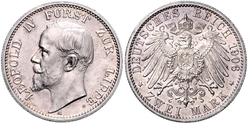 LIPPE, Leopold IV., 1904-1918, 2 Mark 1906 A.
 st
J.78