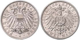 LÜBECK, Freie und Hansestadt, 2 Mark 1912 A.
 st
J.81