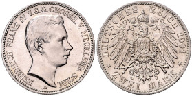 MECKLENBURG-SCHWERIN, Friedrich Franz IV., 1897-1918, 2 Mark 1901 A.
 vz/st
J.85