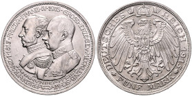 MECKLENBURG-SCHWERIN, Friedrich Franz IV., 1897-1918, 5 Mark 1915 A. 100-Jahrfeier.
 st
J.89