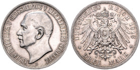 MECKLENBURG-STRELITZ, Adolf Friedrich V., 1904-1914, 3 Mark 1913 A.
 vz-st
J.92