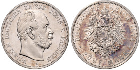 PREUSSEN, Wilhelm I., 1861-1888, 5 Mark 1874 A.
 vz/st
J.97
