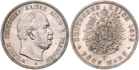 PREUSSEN, Wilhelm I., 1861-1888, 5 Mark 1876 B.
 selten i.d.Erhaltung, Erstabschlag
J.97