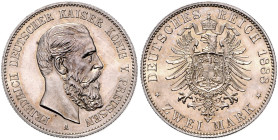 PREUSSEN, Friedrich III., 1888, 2 Mark 1888 A. 28,2mm; 11,14g; 12h.
 f.st
J.98
