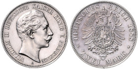 PREUSSEN, Wilhelm II., 1888-1918, 2 Mark 1888 A.
 st
J.100