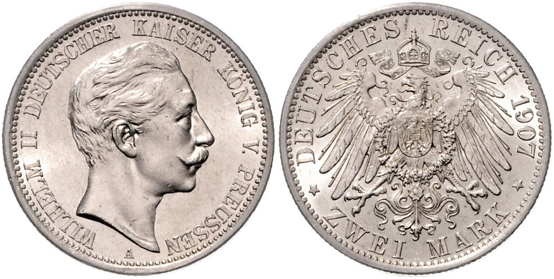 PREUSSEN, Wilhelm II., 1888-1918, 2 Mark 1907 A.
 st
J.102