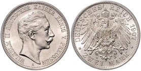 PREUSSEN, Wilhelm II., 1888-1918, 2 Mark 1907 A.
 st
J.102