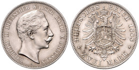 PREUSSEN, Wilhelm II., 1888-1918, 2 Mark 1888 A.
 Erstabschlag
J.100