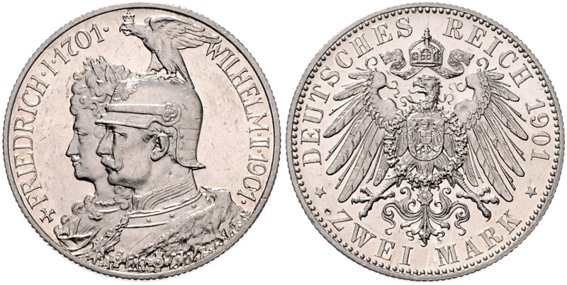 PREUSSEN, Wilhelm II., 1888-1918, 2 Mark 1901 A. 200 Jahre Königreich.
 PP
J.1...