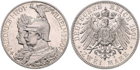 PREUSSEN, Wilhelm II., 1888-1918, 2 Mark 1901 A. 200 Jahre Königreich.
 PP
J.105