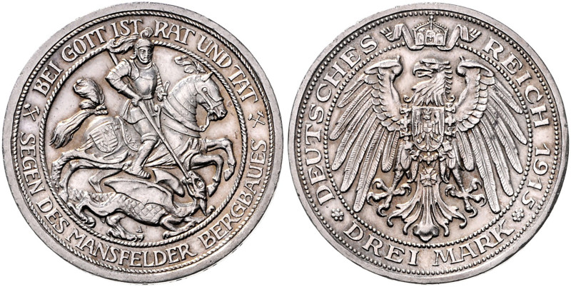 PREUSSEN, Wilhelm II., 1888-1918, 3 Mark 1915 A. Mansfeld.
 st
J.115