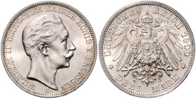PREUSSEN, Wilhelm II., 1888-1918, 3 Mark 1909 A.
 st
J.103
