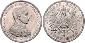 PREUSSEN, Wilhelm II., 1888-1918, 5 Mark 1913 A. Uniform. 28,5g; 27,81g; 12h.
 vz
J.114