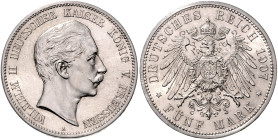 PREUSSEN, Wilhelm II., 1888-1918, 5 Mark 1907 A.
 st
J.104