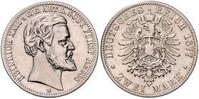 REUSS, ÄLTERE LINIE, Heinrich XXII., 1859-1902, 2 Mark 1877 B.
 ss/vz
J.116
