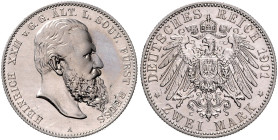 REUSS, ÄLTERE LINIE, Heinrich XXII., 1859-1902, 2 Mark 1901 A.
 f.vz
J.118