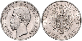 REUSS, JÜNGERE LINIE, Heinrich XIV., 1867-1913, 2 Mark 1884 A.
 st
J.120