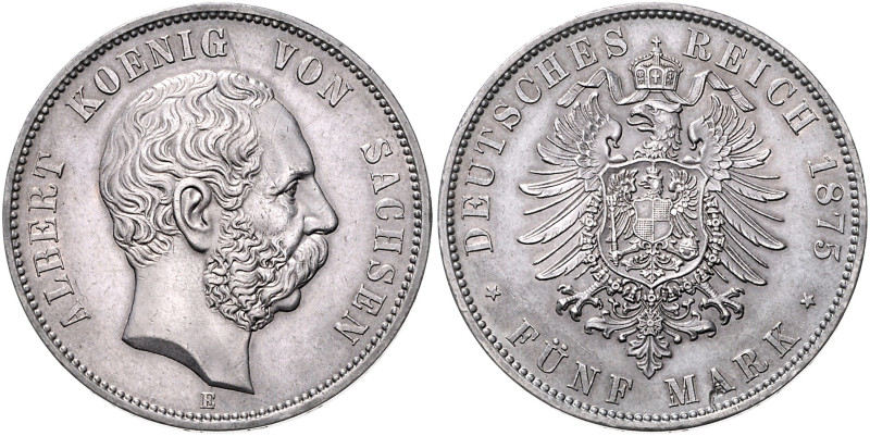 SACHSEN, Albert, 1873-1902, 5 Mark 1875 E.
 st
J.122