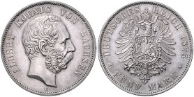 SACHSEN, Albert, 1873-1902, 5 Mark 1875 E.
 st
J.122