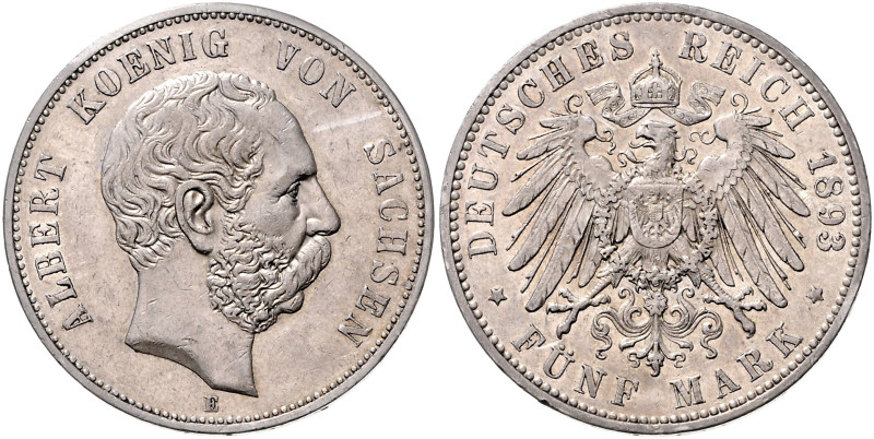 SACHSEN, Albert, 1873-1902, 5 Mark 1893 E.
 vz/st
J.125