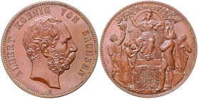 SACHSEN, Albert, 1873-1902, 5-Mark-Größe 1889 E. 800-Jahrfeier des Hauses Wettin. Kupfer.
 Erstabschlag
J.123a